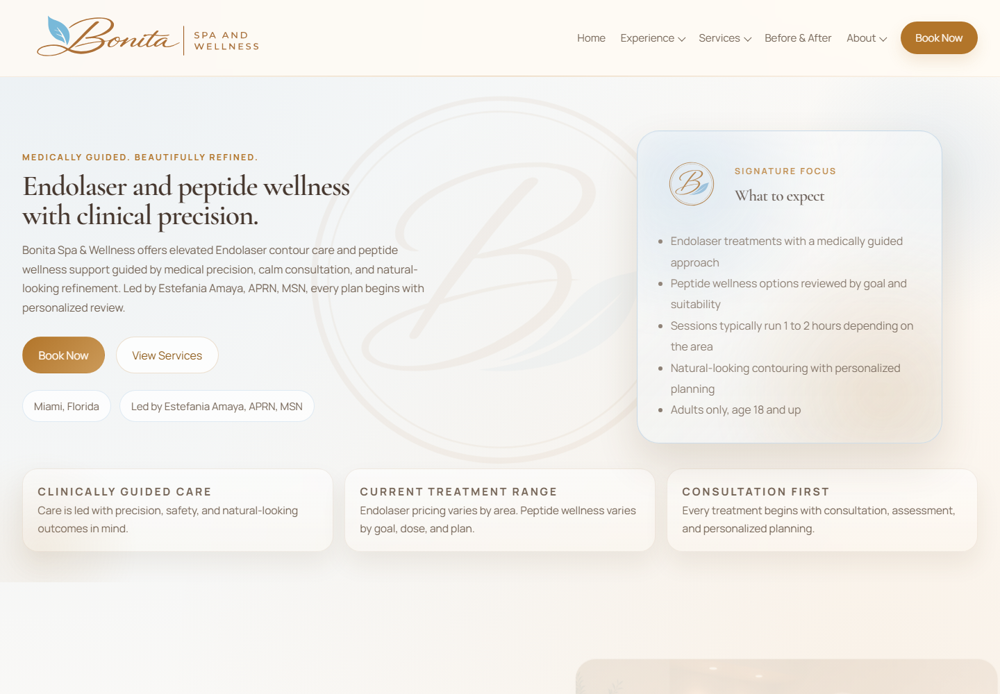 Bonita Spa and Wellness homepage screenshot